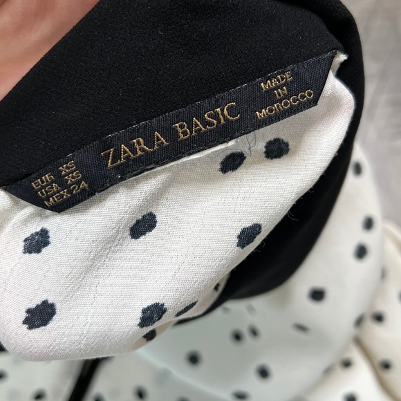 Zara Ivory Polka Dot Blouse Women's Size XS - Picture 6 of 9